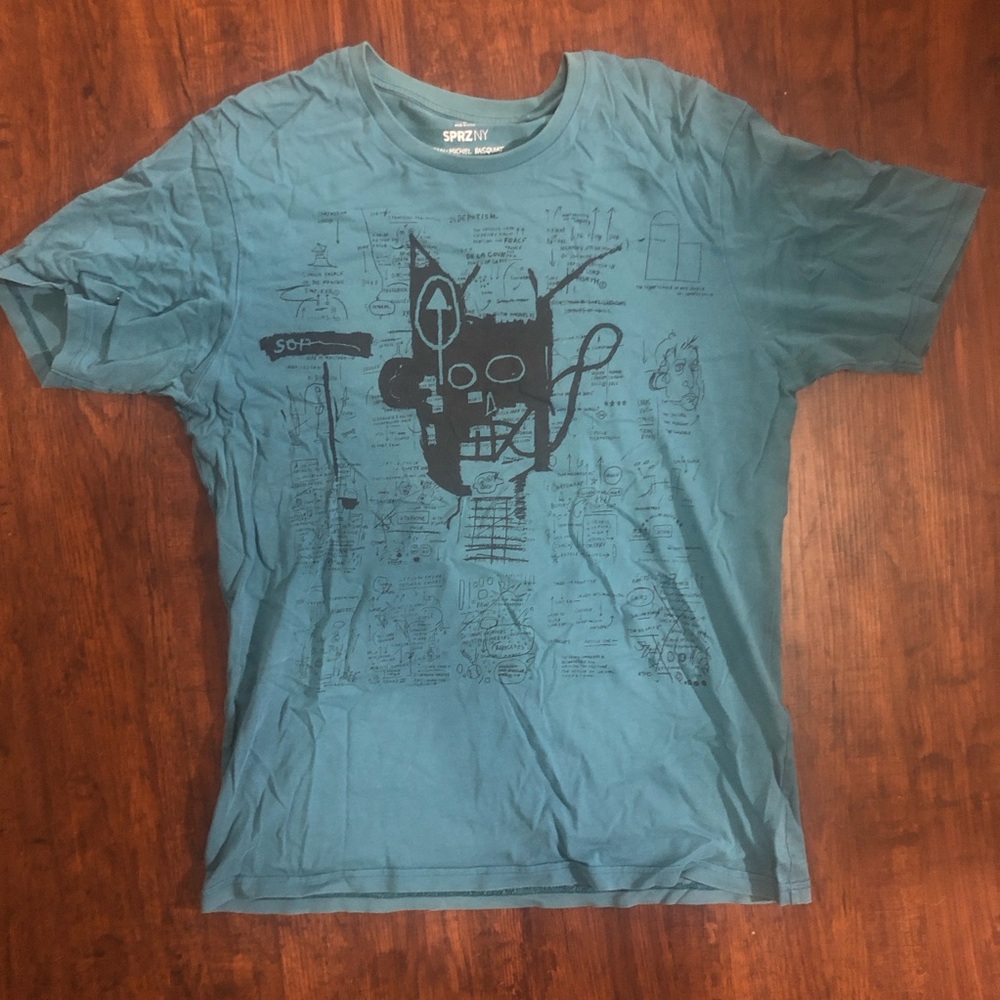 Jean Michel Basquiat Blue Graphic T-Shirt